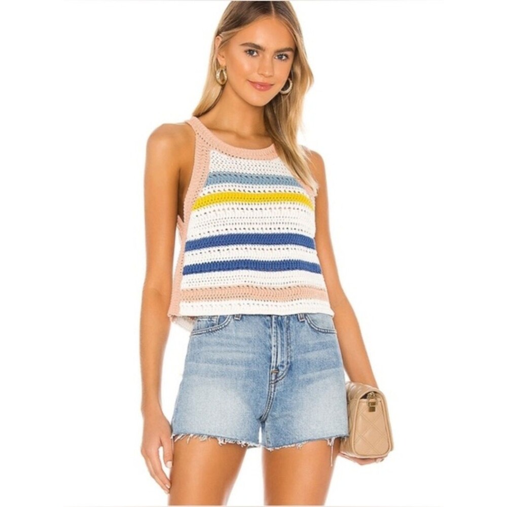 BCBGeneration Crocheted Striped Knit Tank Size XS